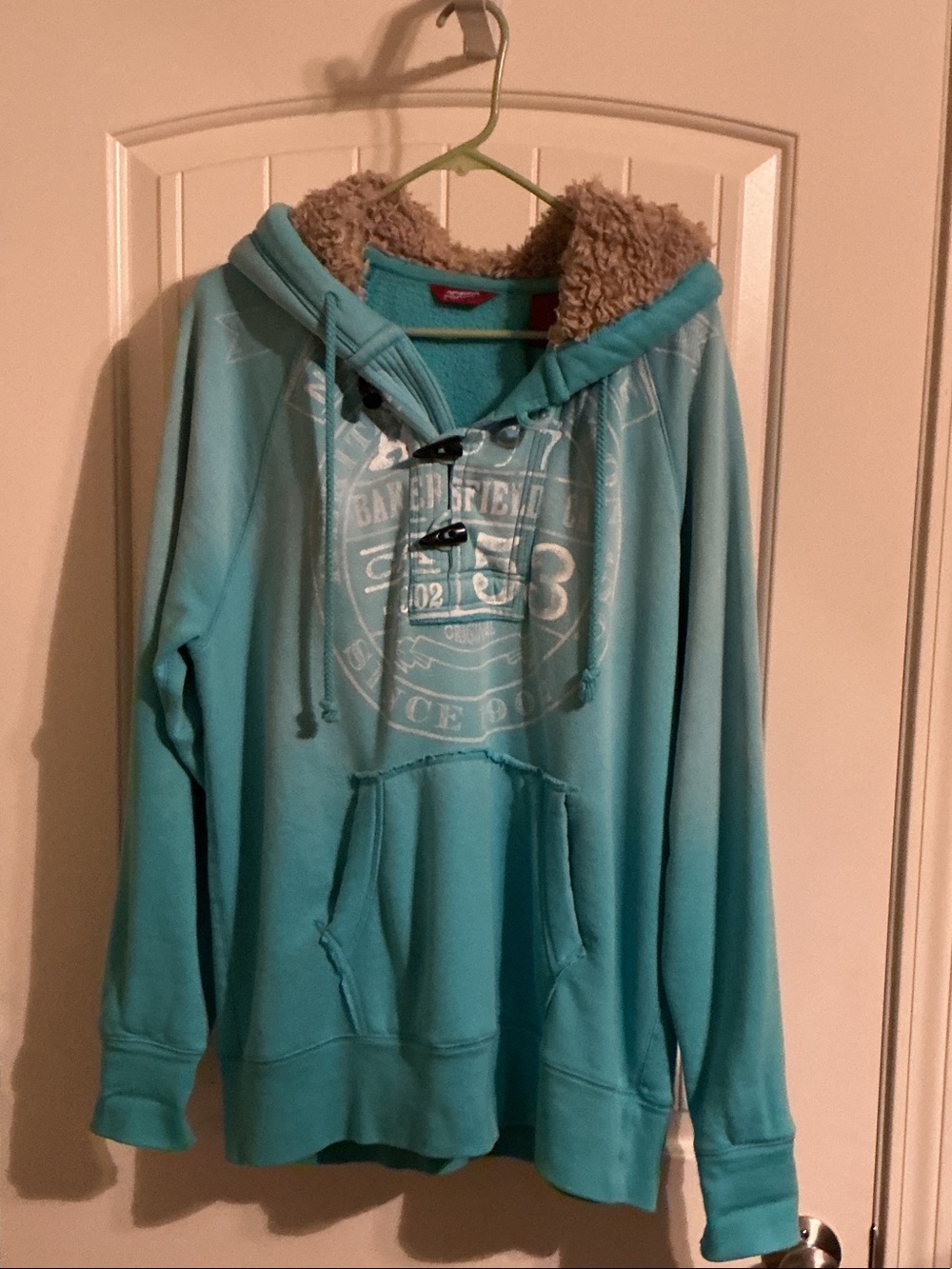 Arizona Jean Company Teal Hooded Pullover with Sherpa Lining